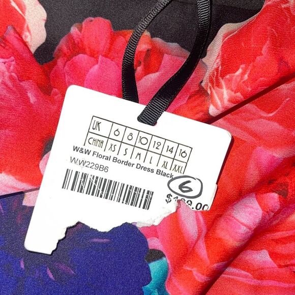 Wolf & Whistle Womens Floral 3/4‎ Sleeve Pleated Dress Multicolor Size 6 NWT - Picture 7 of 11